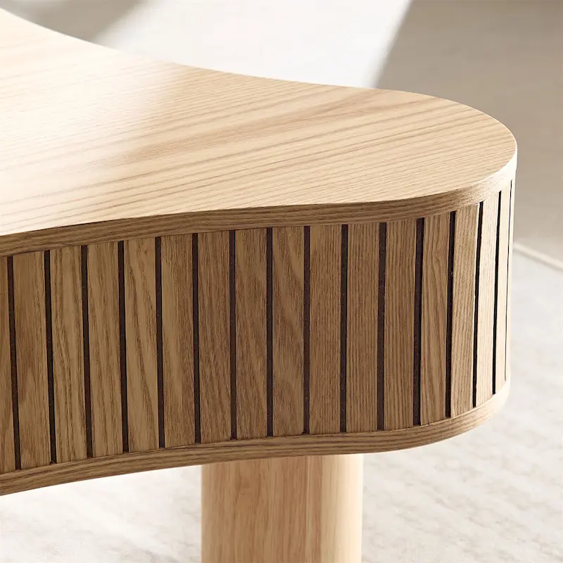 42.52 Inch Modern Wooden Handcraft Drum Coffee Table