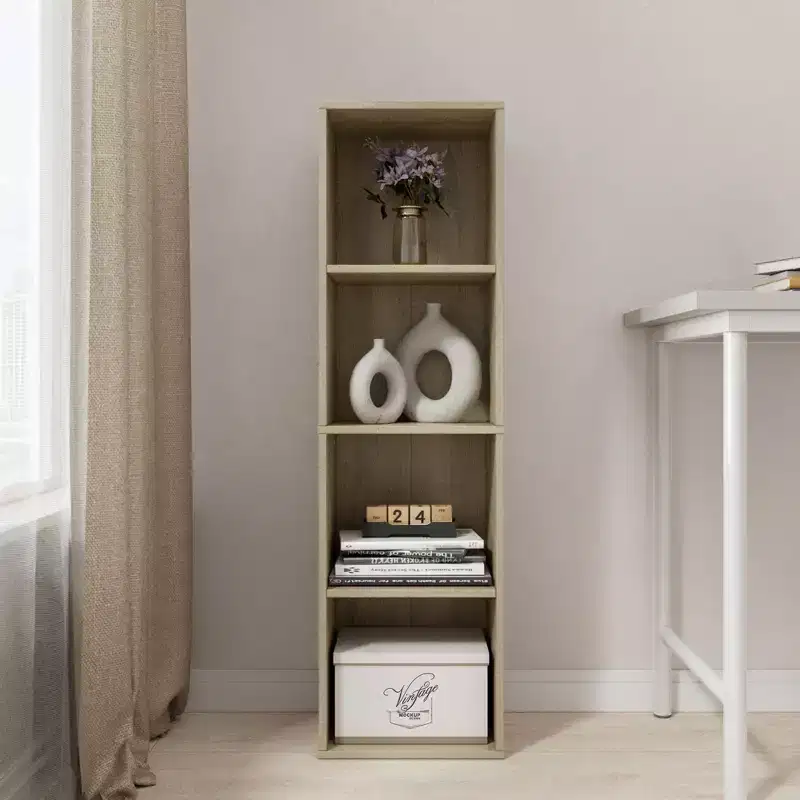 41.93 in. Tall Wood 4-Shelf Etagere Bookcase with Adjustable Shelves