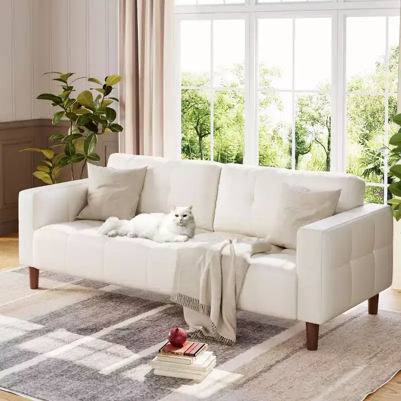 Beige/Black/Blue/Brown/Green Faux Leather 3-Seater Sofa, 83