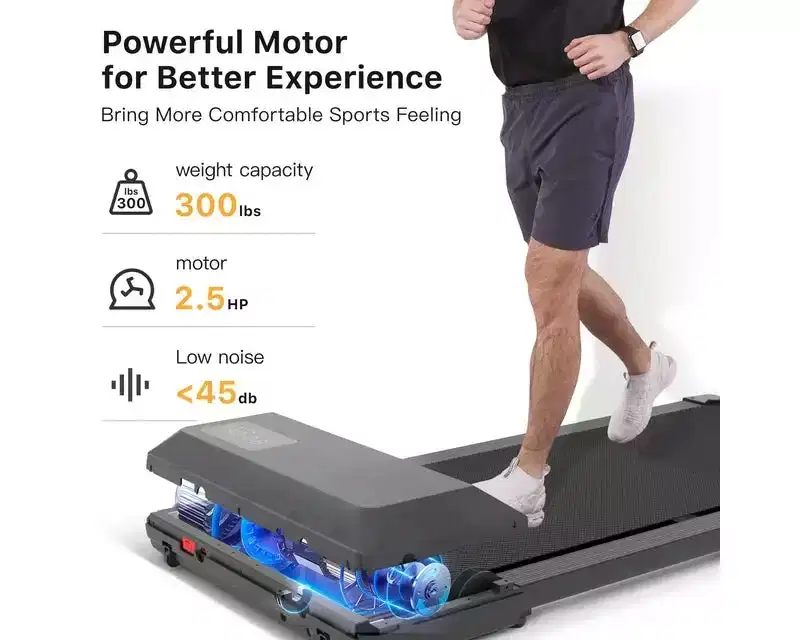 DeerRun Walking Pad 2 in 1 Under Desk Treadmill, 2.5HP Low Noise Walking Pad Running Jogging Machine with Remote Control for Home Office