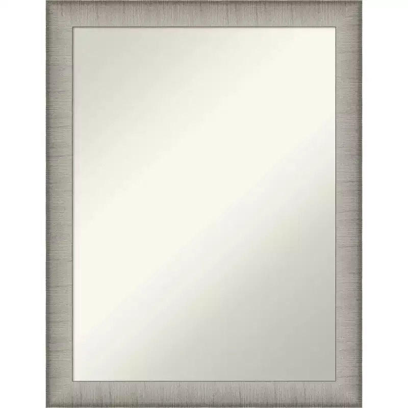 21" x 27" Brushed Pewter Wall Mirror for Bathroom Vanity - Amanti Art: Modern Rectangle, Polystyrene Frame