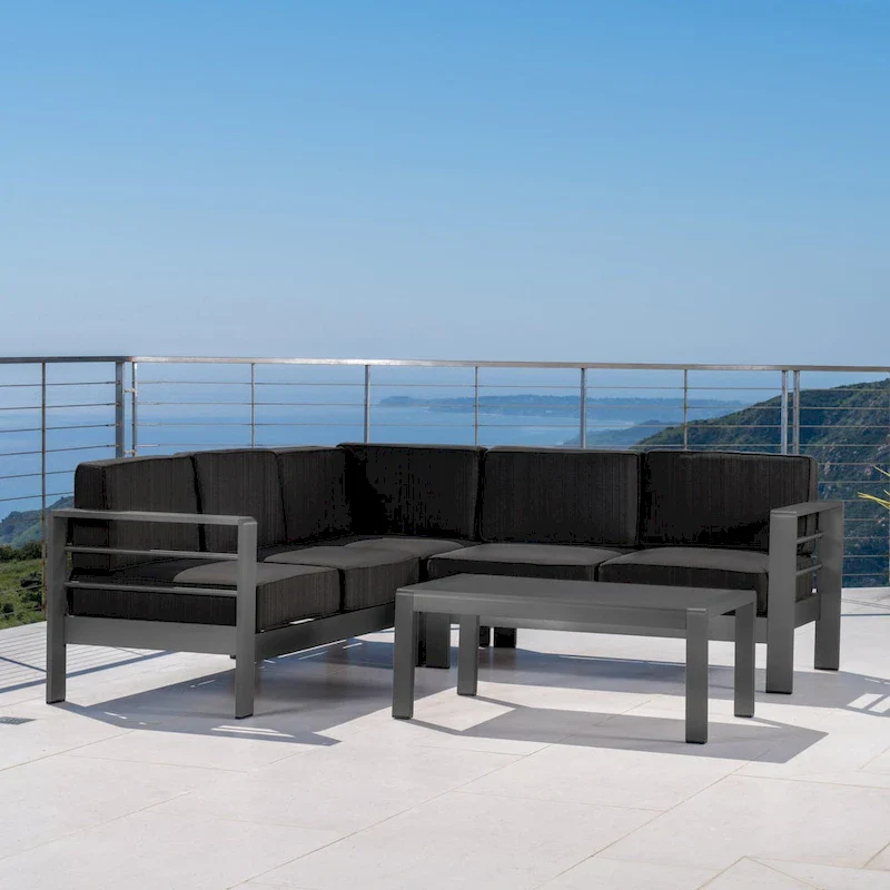 Cape Coral Outdoor Aluminum Sectional Sofa by Christopher Knight Home