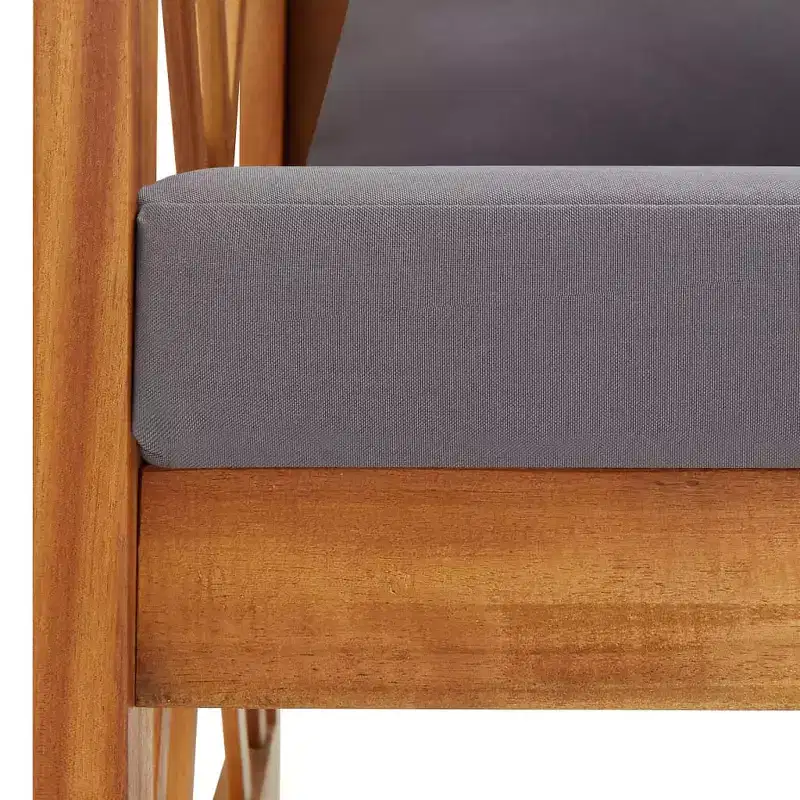 Garden Bench Acacia wood finish and dark grey cushions