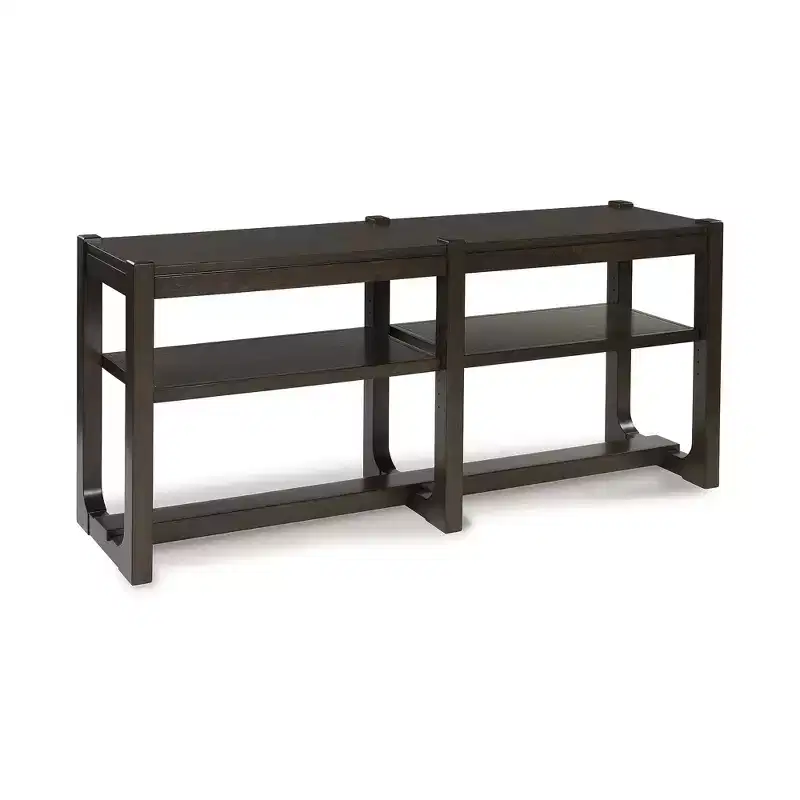 Modern Console Sofa Table with Adjustable Shelves, Dark Brown