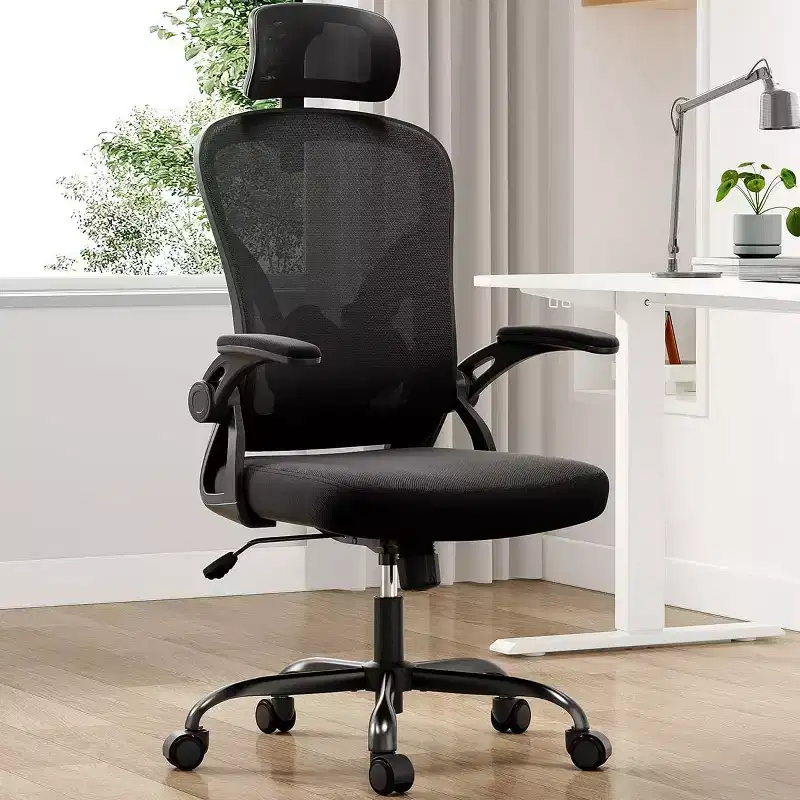 Ergonomic Office Chair - Swivel, Mesh Back, Adjustable Lumbar, Flip-Up Arms, Headrest, 350 lb