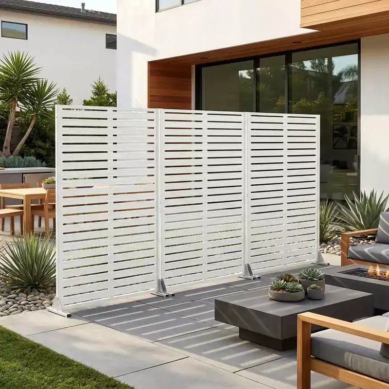 MAYEERTY Classic Louvered White HDPE Room Divider, 72x47x16, 6-Piece Easy Care Indoor Outdoor Screen