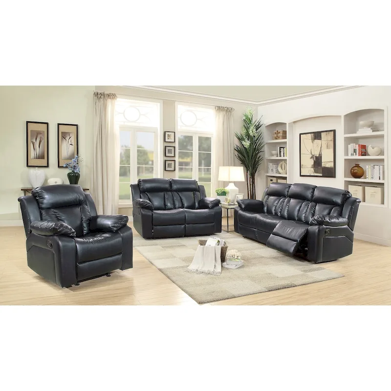 Daria 85 in. W Flared Arm Faux Leather Straight Reclining Sofa - 37L x 85W x 41H