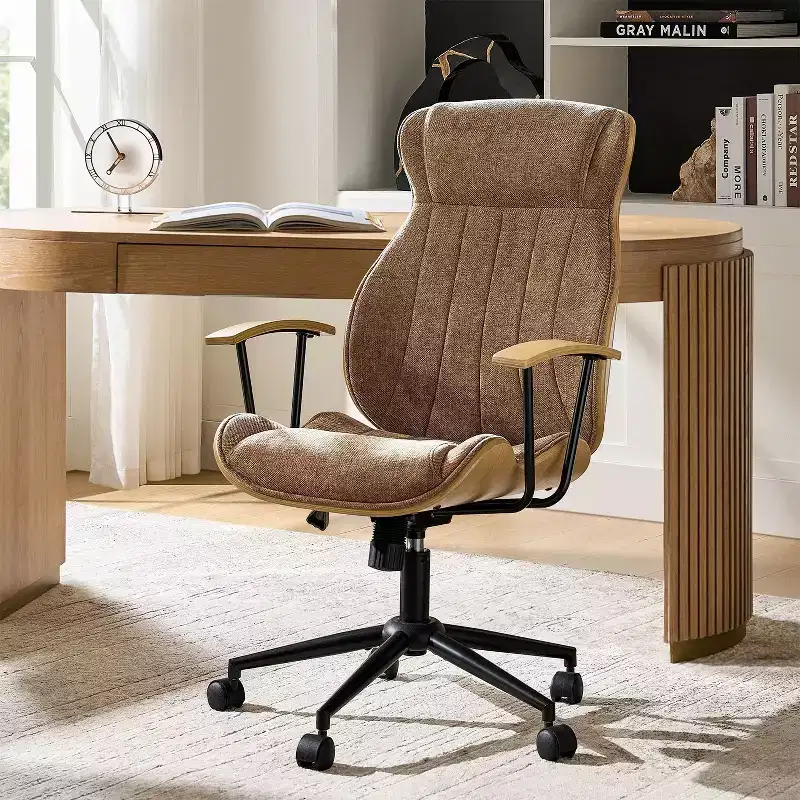 Basilio Mid-Century Modern Curved Bentwood High Back Swivel Office chair with Tilting|ART OF LIVING DESIGNS