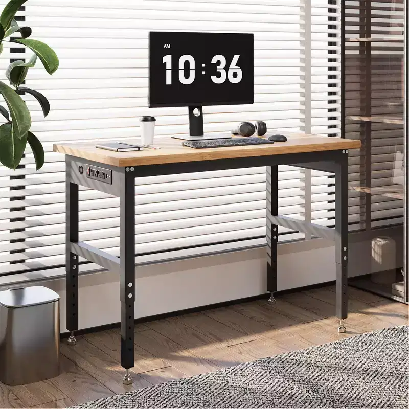 48x24 Inch Bamboo Wood Workbench, Stable Garage Workbench
