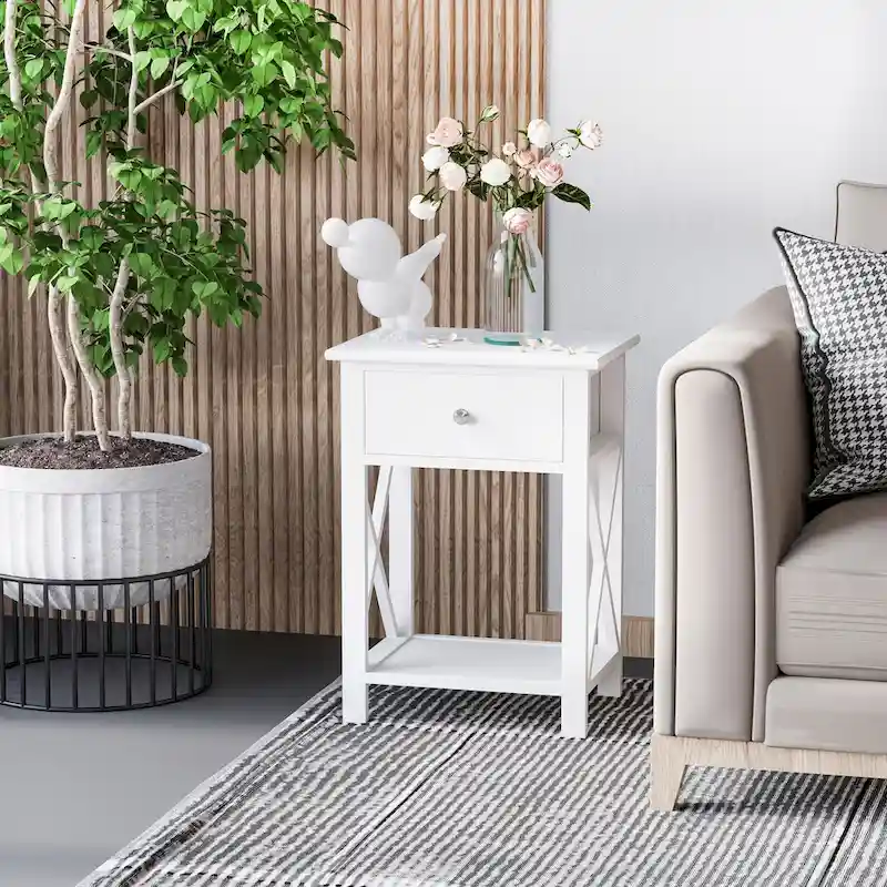 Wood X-side End Table - 15.5  L X 12  W X 22  H