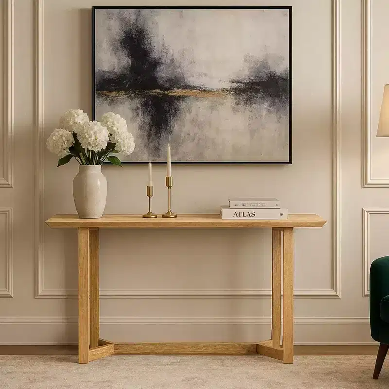 Royal Hampton Console Table | 48 Rectangular Top | Open Frame with Trestle Base | Mango Wood