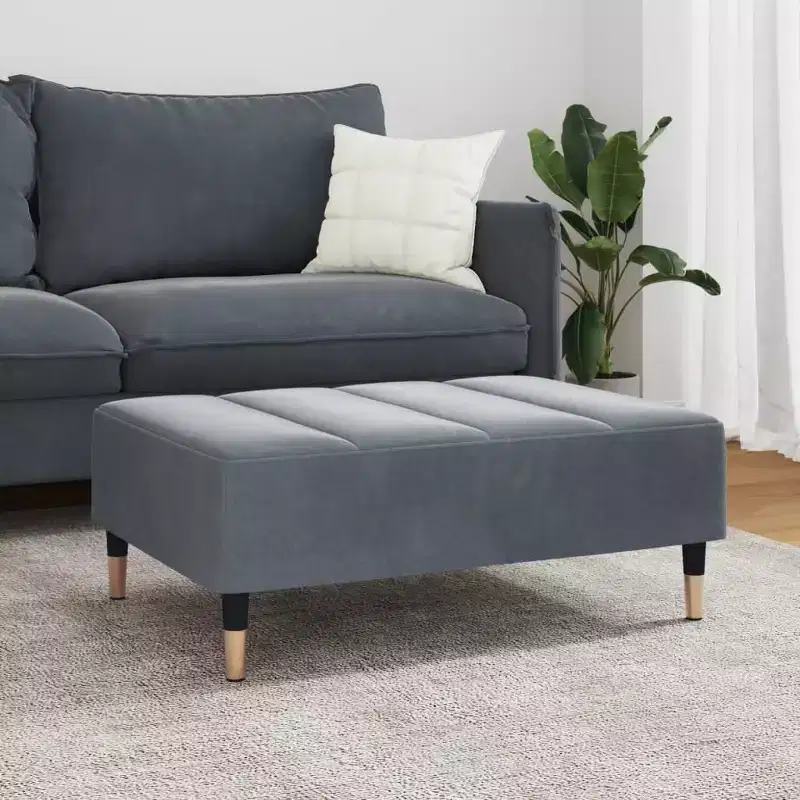CLIHOME Modern Velvet Footstool Ottoman,Accent Stool with Plywood Frame,Small Foot Rest for Bedroom and iving Room