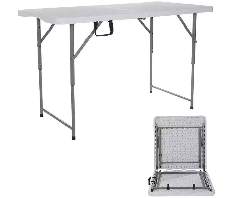 Adjustable Height Heavy Duty Folding Table, Portable? Utility Table - Fold-in-Half,?Ideal for Indoor/Outdoor, Camping, Picnic, Party, BBQ