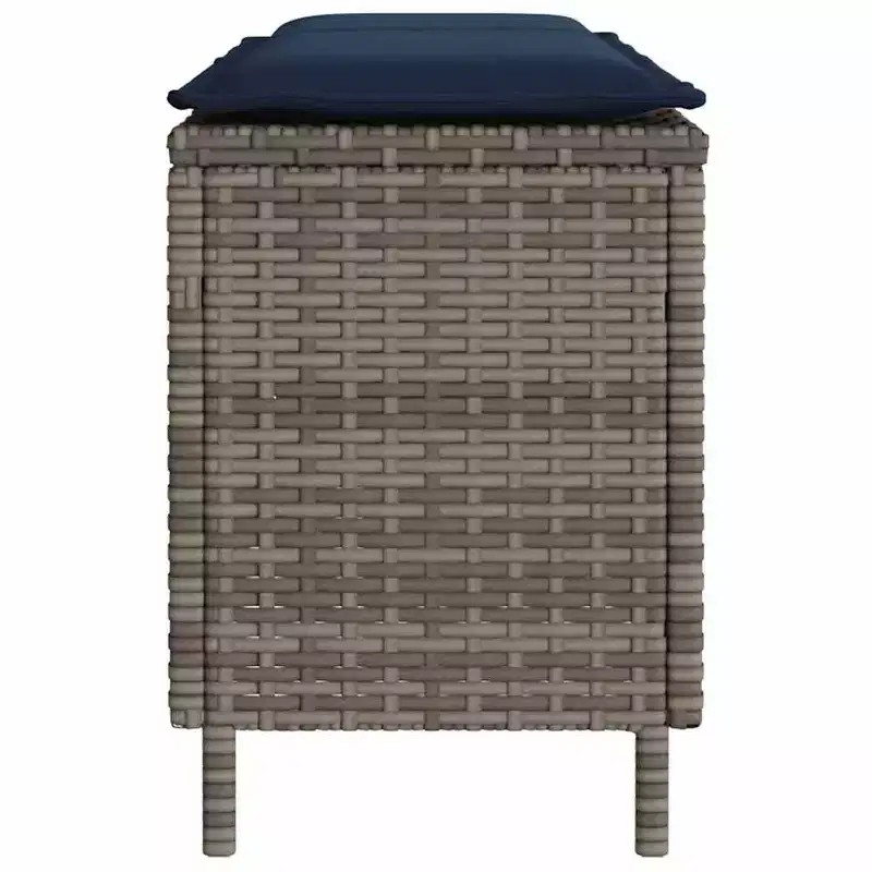 Patio Bench with Cushion Gray 43.3x11.8x15.9 Poly Rattan