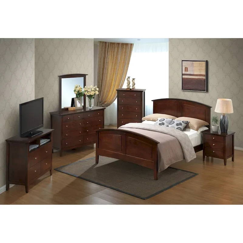 Queen Panel Bed with Curved Top Rail
