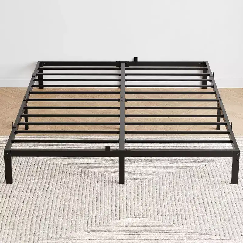Metal Bed Frame - Heavy Duty Platform Bed Frame with Storage, Steel Supports, No Box Spring Required, Easy Assembly, Noiseless, Black