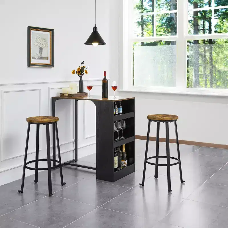 Yaheetech Barstools Set of 2 29.5H Pub Height with Metal Frame Backless