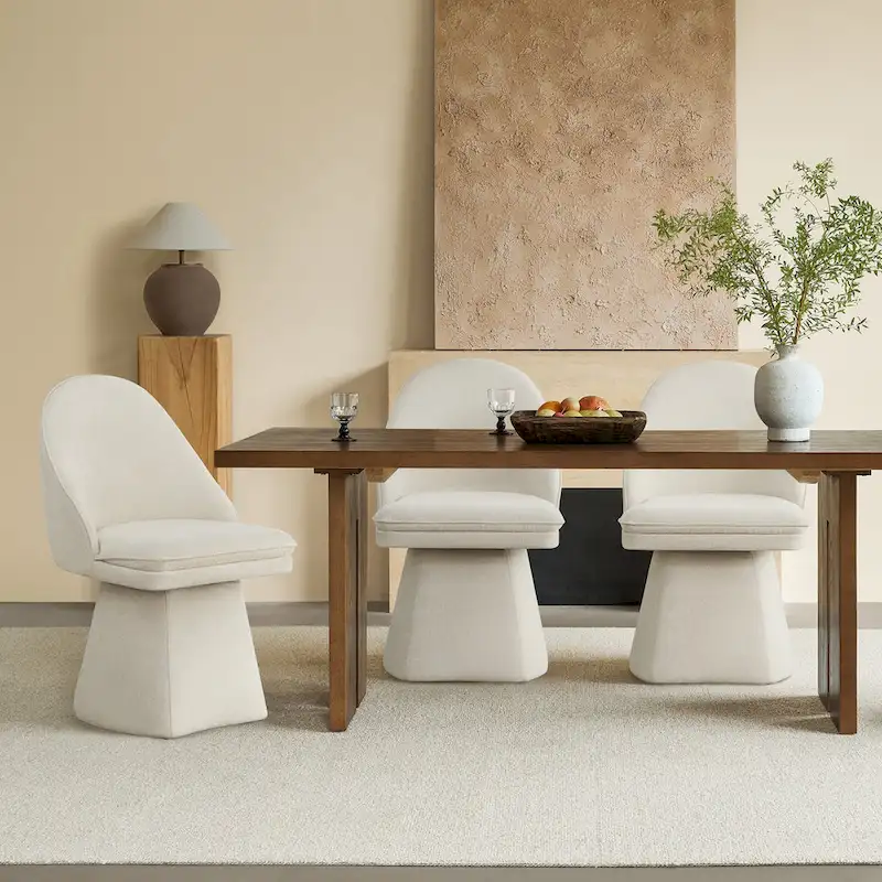 Darah Upholstered Swivel Armless Dining Chair Double-layered Cushions