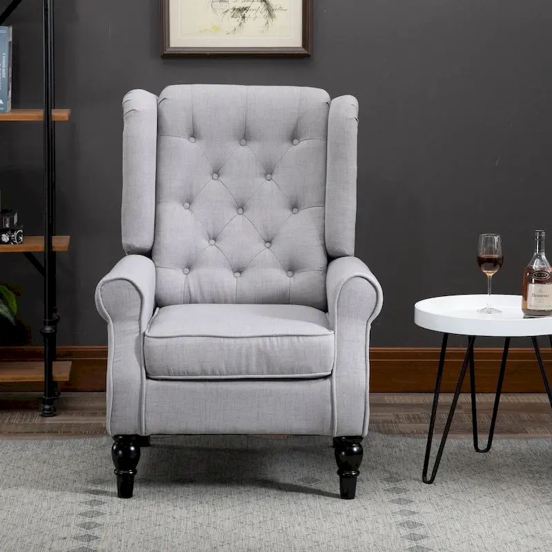 HOMCOM Copper Grove Guanta Tufted Wood Leg Accent Chair