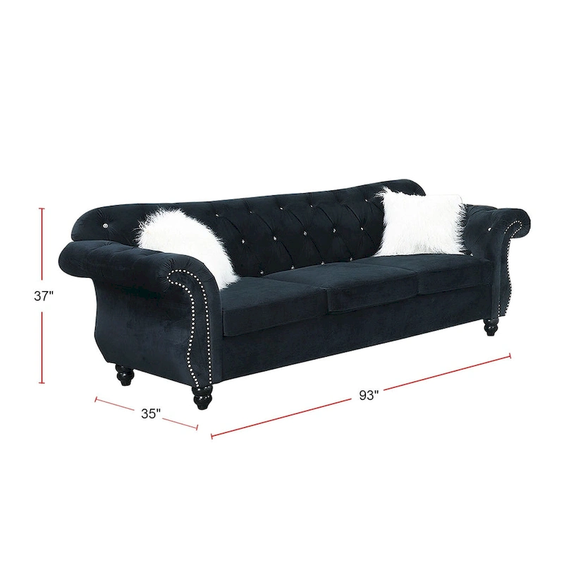 Living Room Sofa with Button Tufted Back