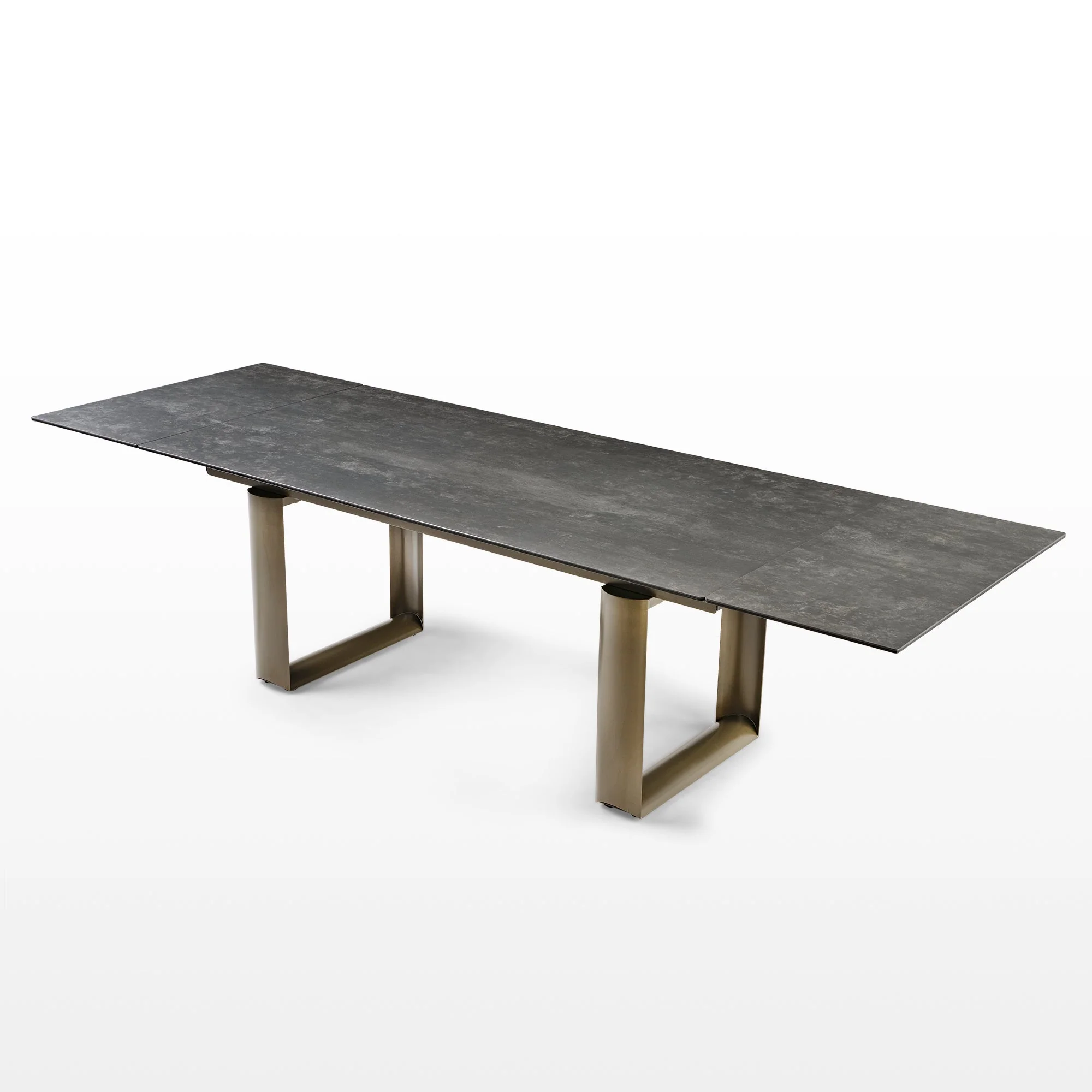 Round Marble-Top Dining Table, White and Gold