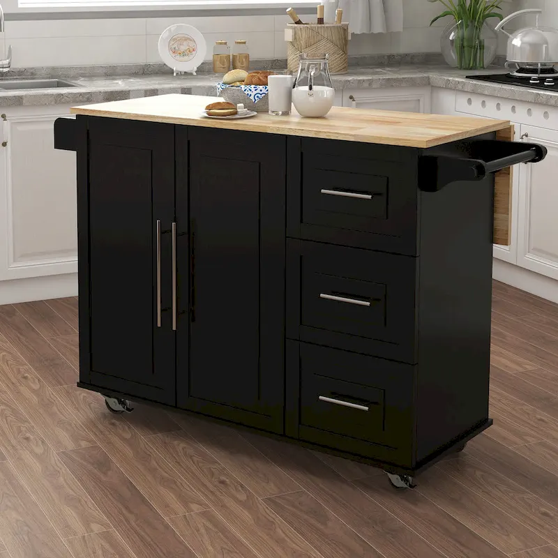 Kitchen Island With Spice Rack(no include stool)