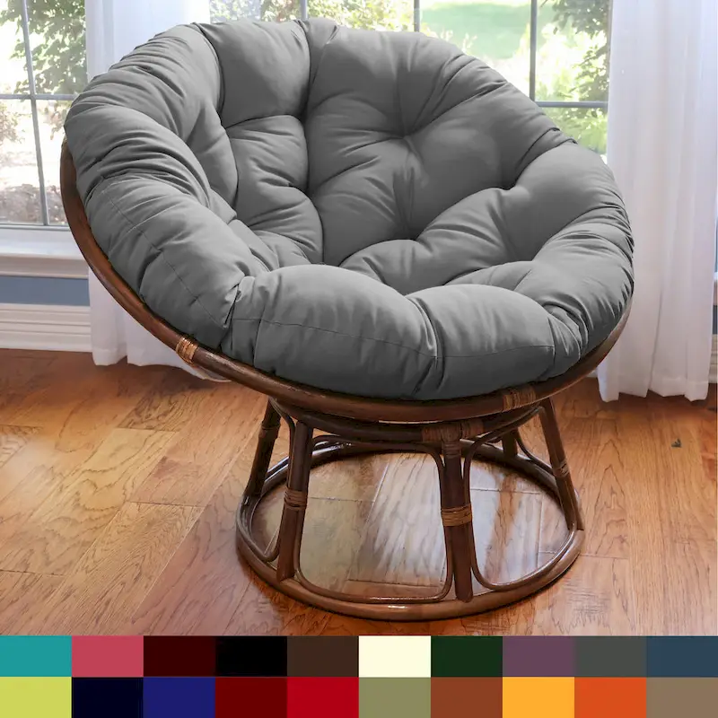 42-inch Rattan Papasan Chair with Twill Cushion