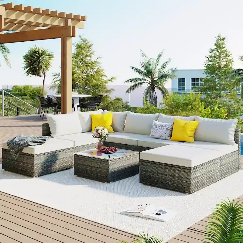 Leisure Zone 8-Piece Outdoor Patio Sectional Sofa Sets