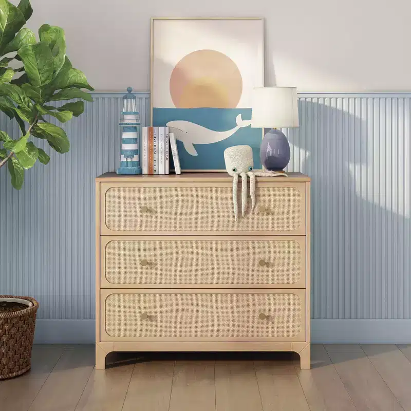 Elio/Rattan 3 Drawer Dresser