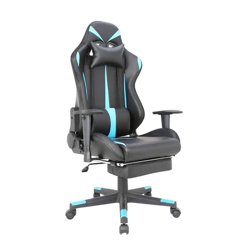 PU Gaming Office Chair with Lumbar Pillow & Leg Rest