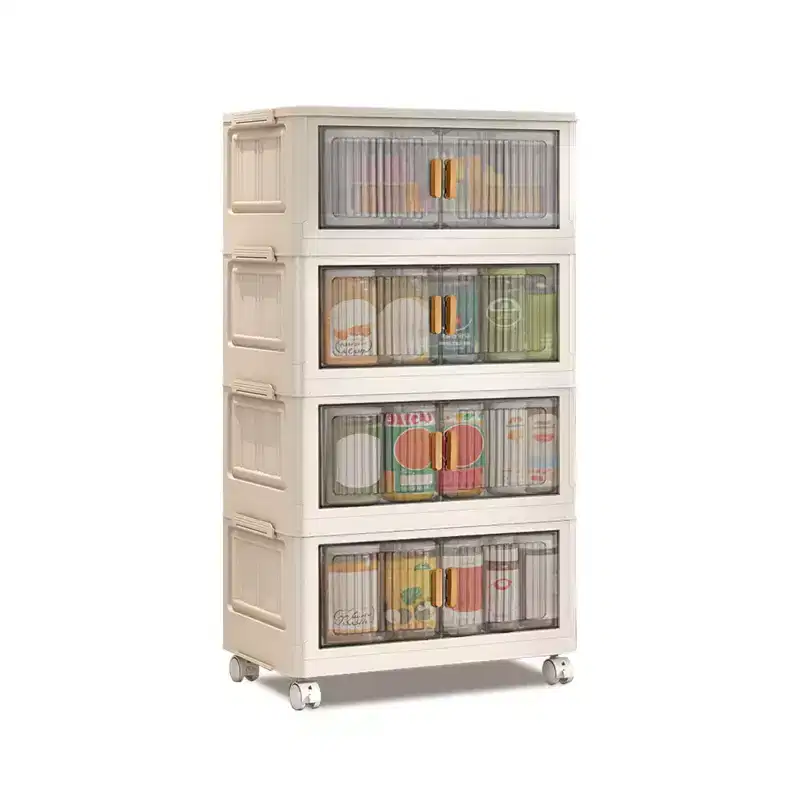 Stackable Storage Bins with Lids and Wheels, Collapsible Plastic Closet Organizer for Clothes, Home, Office, Dorm