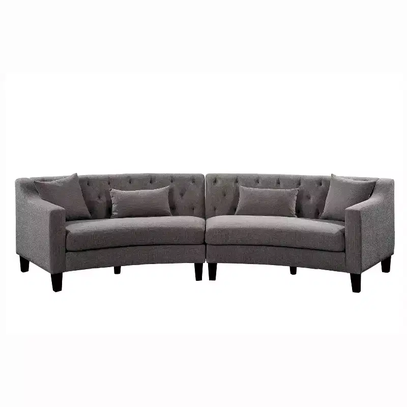 Amelie Button Tufted Curved Sectional Warm Gray - HOMES: Inside + Out