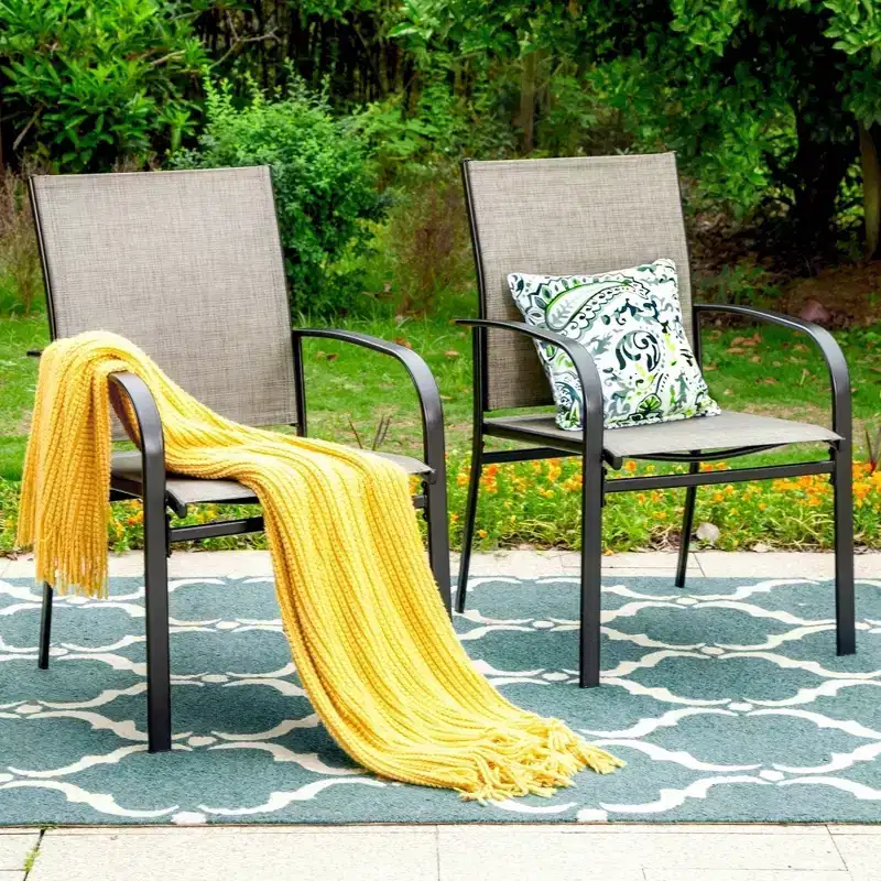 5pc Patio Dining Set with Steel Table with 1.57" Umbrella Hole & Padded Arm Chairs - Captiva Designs