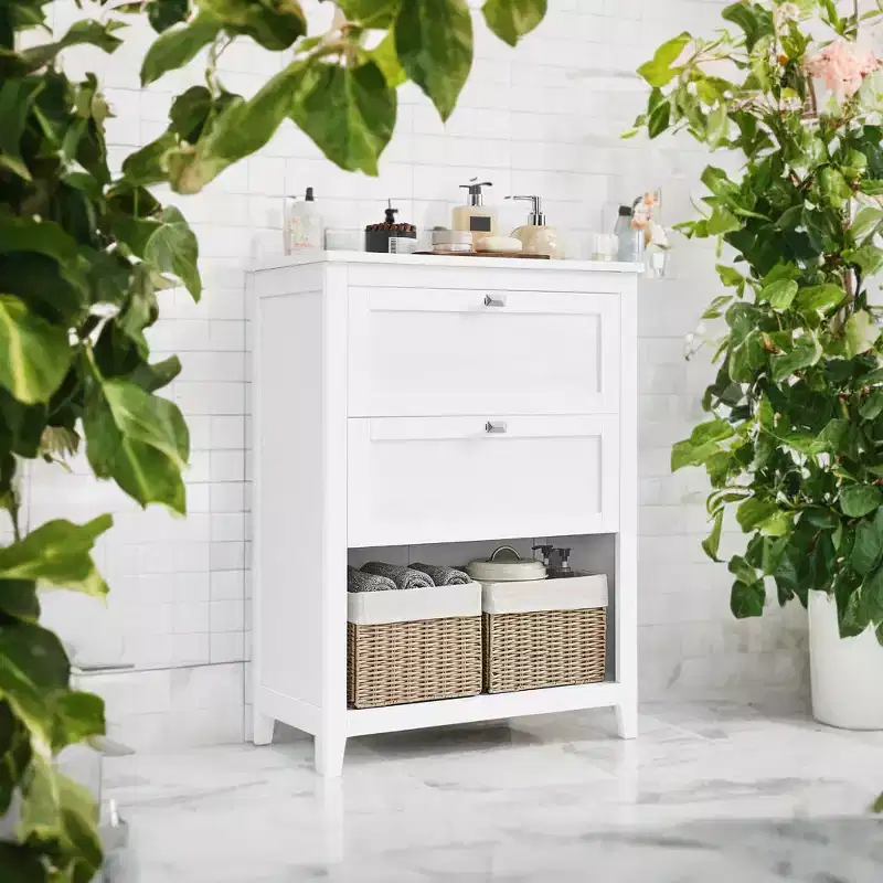 Versatile Storage Cabinet with Adjustable Dividers, Baskets, and Drawers - Stylish Organization Solution