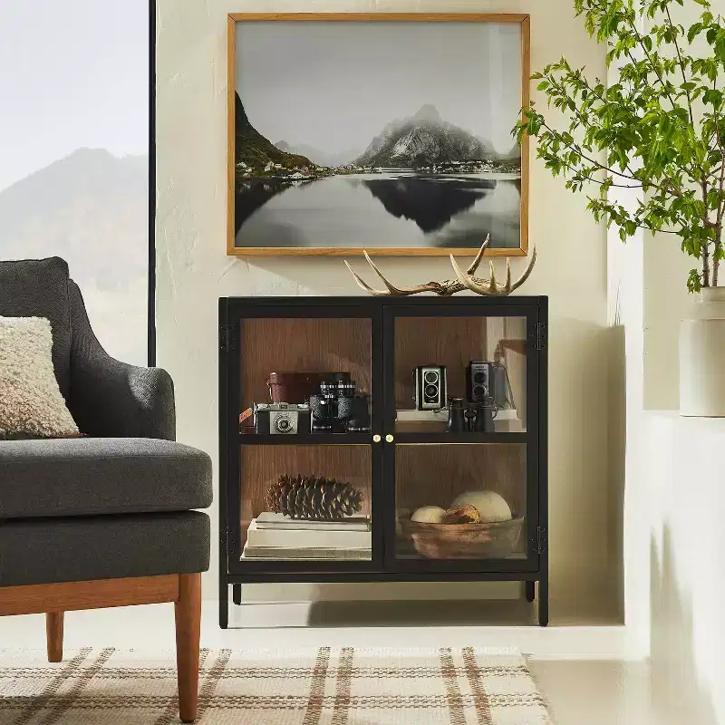 30" Crystal Cove Glass Cabinet Black - Threshold™ designed with Studio McGee