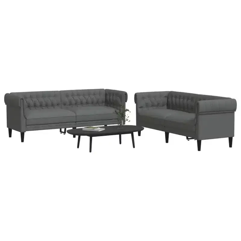 vidaXL Dark Gray Modern Sofa Set - 2 & 3 Seater: Living Room Furniture, Sturdy Wood Frame, Comfortable Fabric