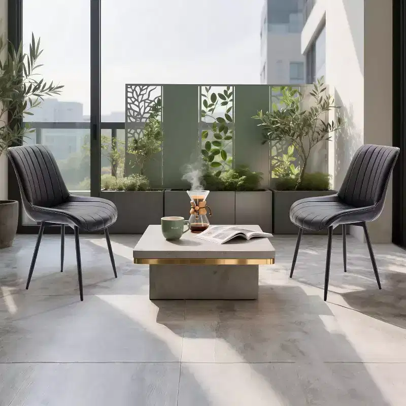 2-Piece Dining Chair Set, Faux Leather, Suitable for Kitchen and Dining Room, Comfortable Modern Metal Leg Chairs, Upholstered Side Chair