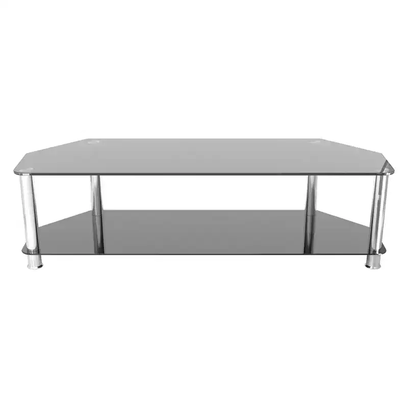 Glass Shelves TV Stand for TVs up to 65" - Silver/Black