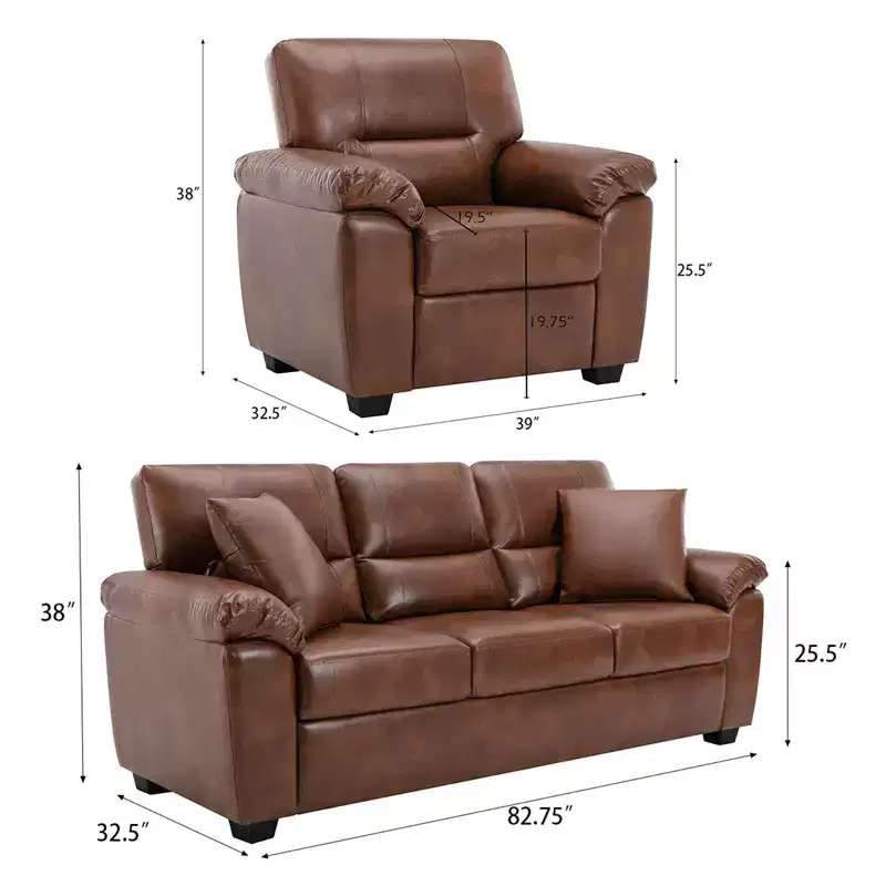 Faux Leather Sofa and Chair ,Ultimate Comfort Couch for Living Room-Morden Fort