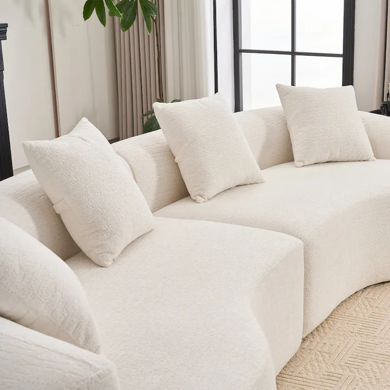 Luxury Chenille Fabric Sofa,4 Seater Modular Curved Sectional Couch