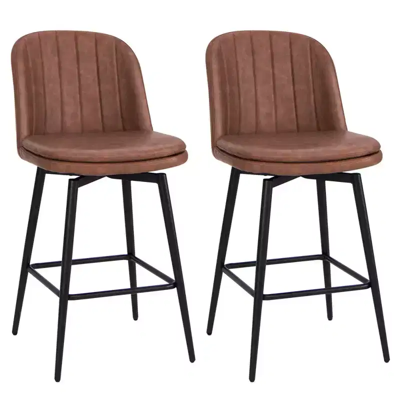 Costway 27 Inch Swivel Bar Stool Set of 2/4 with Padded Seat Metal Legs & Footrest