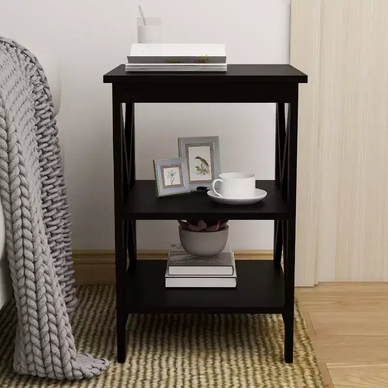 24 inch High Black Oxford Compact Side Table with MDF Material Legs