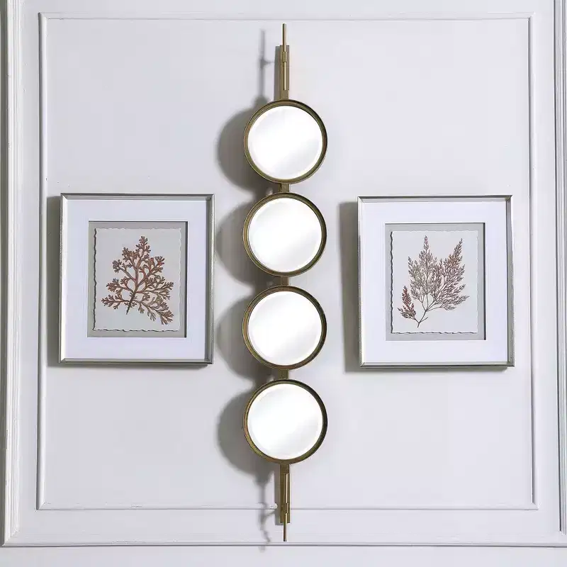 Uttermost Vanity Accent Wall Mirror Modern Beveled Gold Leaf Striking Iron Frame 10 Wide for Bathroom Bedroom Living Room Home
