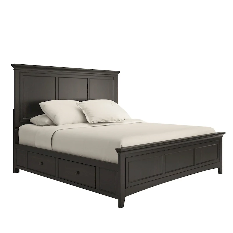 King Size Wood Panel Platform Storage Bed