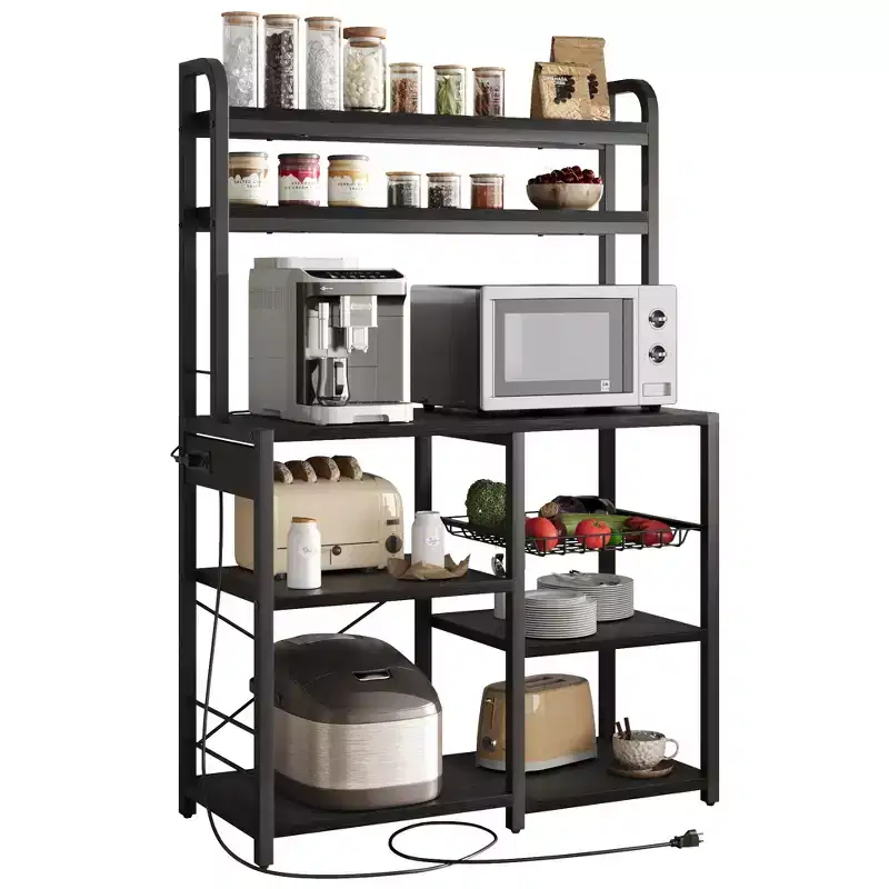 Baker Rack, Microwave Stand with 6-Tier Storage Rack, Kitchen Buffet Table with Large Storage,Industrial Microwave Stand