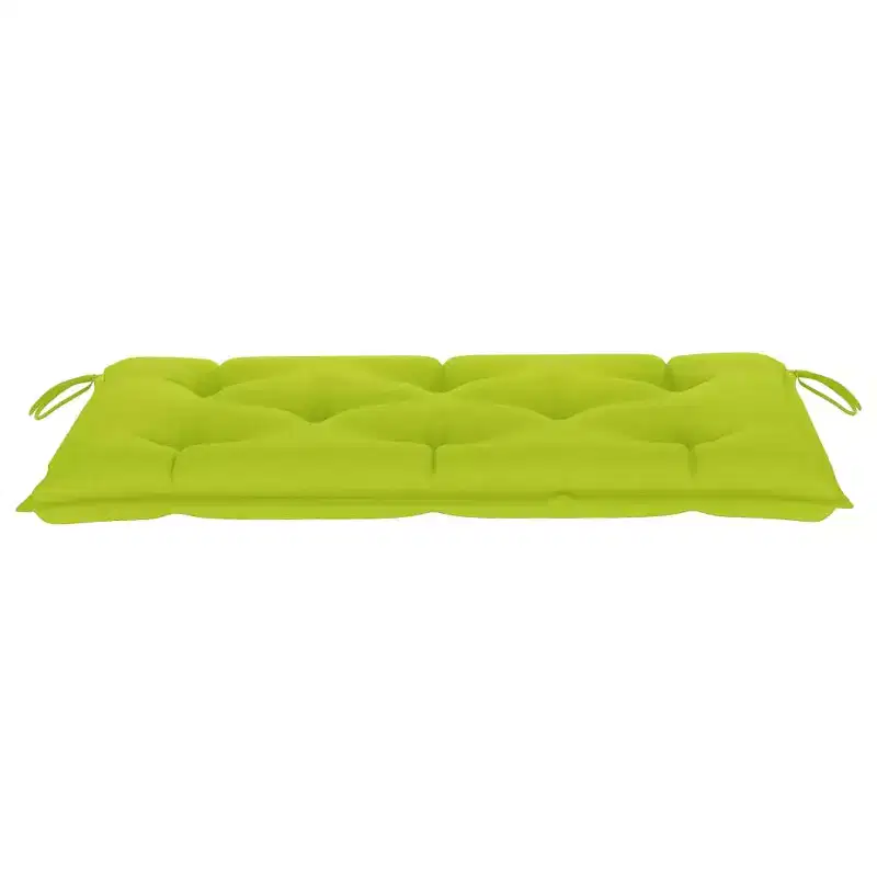 Patio Bench Natural wood, bright green cushion Smooth teak hardwood