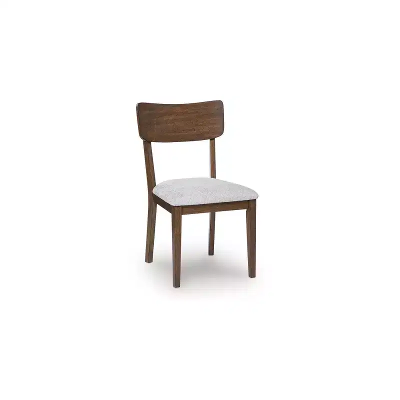 Signature Design by Ashley Allstream Dining Upholstered Side Chairs, Set of 2, Gray Polyester Seats with Brown Solid Wood Frame