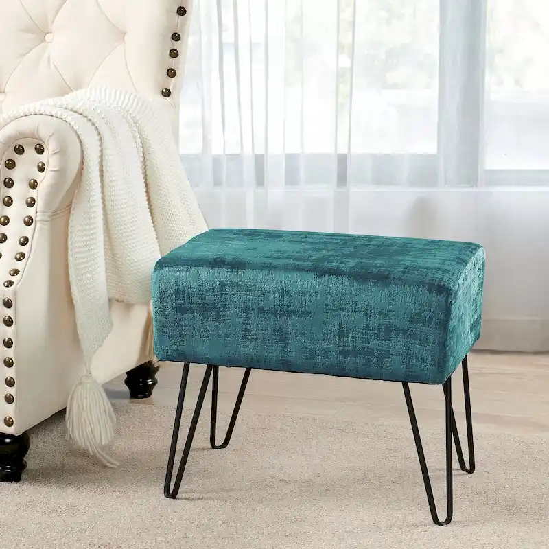 Textured Velvet Ottoman