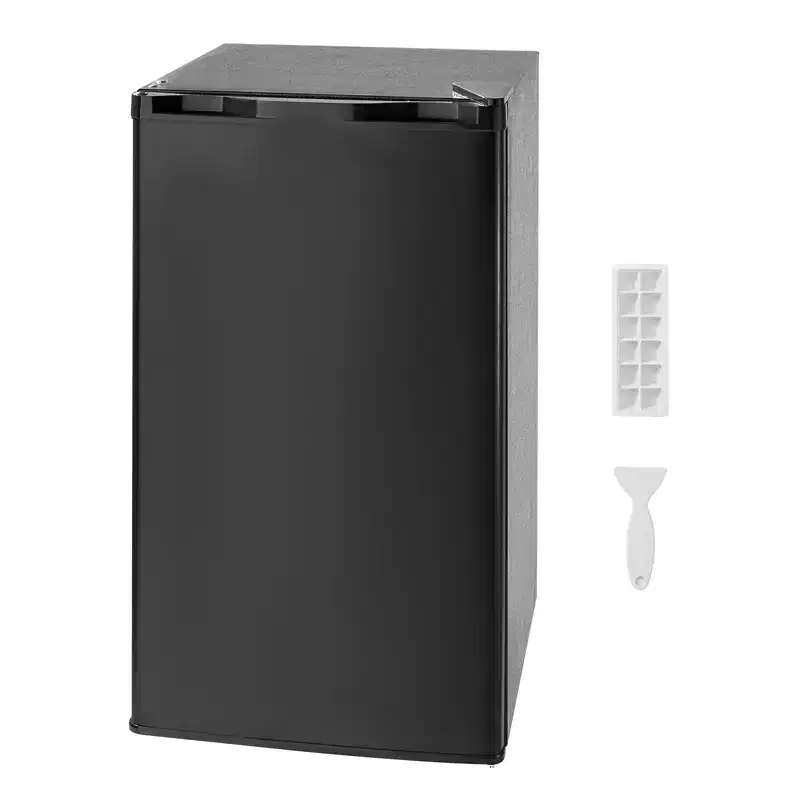 VEVOR Mini Fridge, 3.2 Cu.Ft, Single Door Compact Refrigerator, Glass Shelf, Energy Efficient Small Refrigerator, Reversible Door,Black