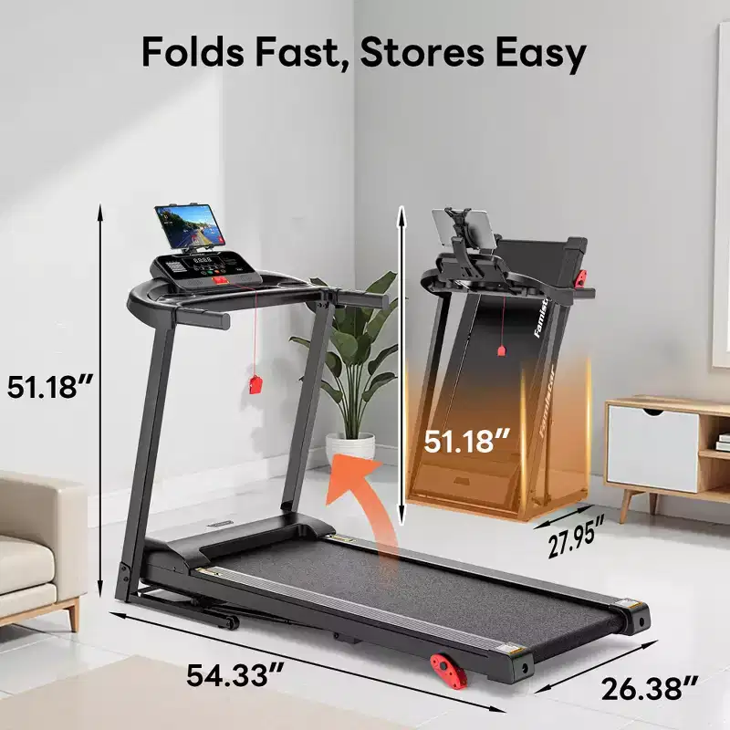 Treadmill with Incline for Home, Treadmill 300lbs Capacity, 2.5HP Folding Treadmill with APP Control, 0.6-7.5MPH, 71 programs
